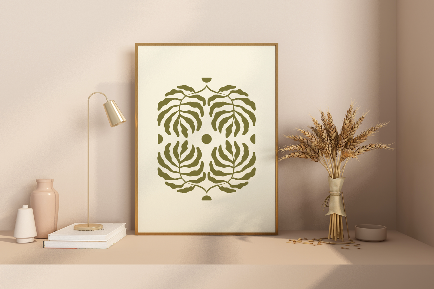 Green Leaves Abstract Art Print Poster - Pitchers Design