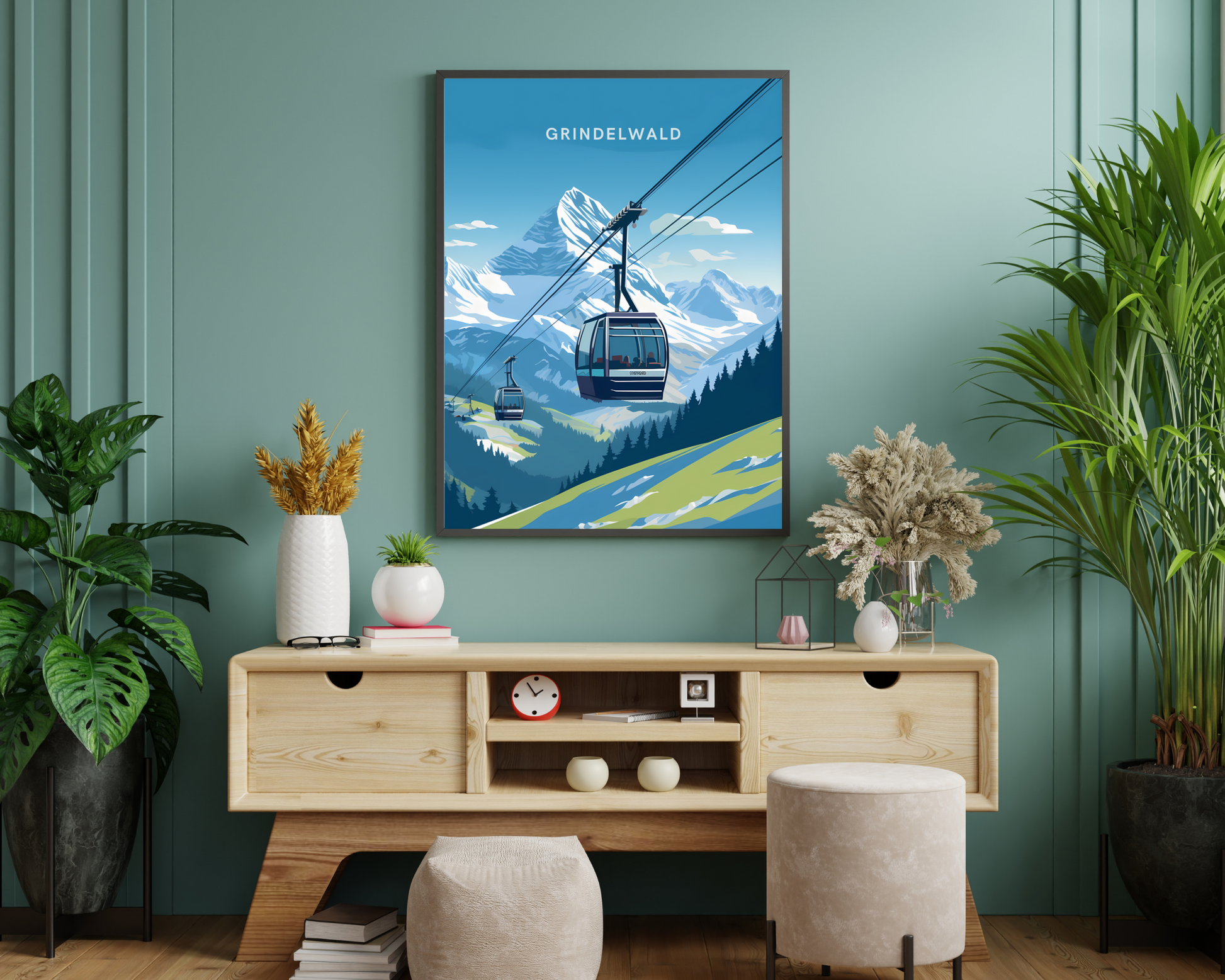 Grindelwald Switzerland Travel Poster Print - Pitchers Design