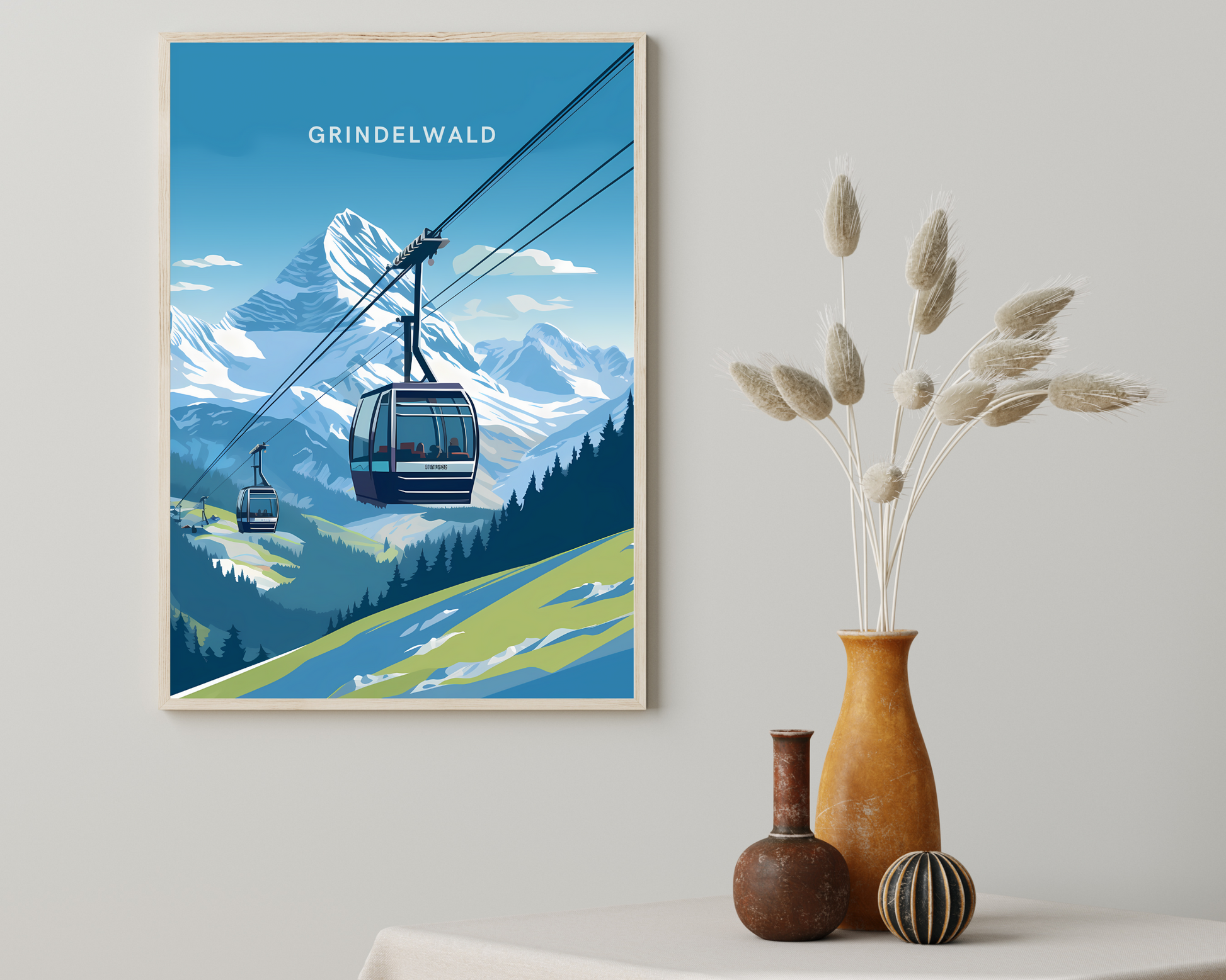 Grindelwald Switzerland Travel Poster Print - Pitchers Design