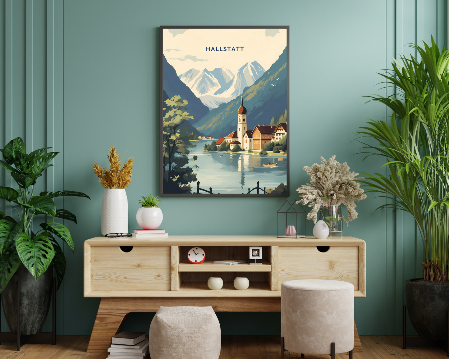 Hallstatt Austria Travel Poster Print - Pitchers Design