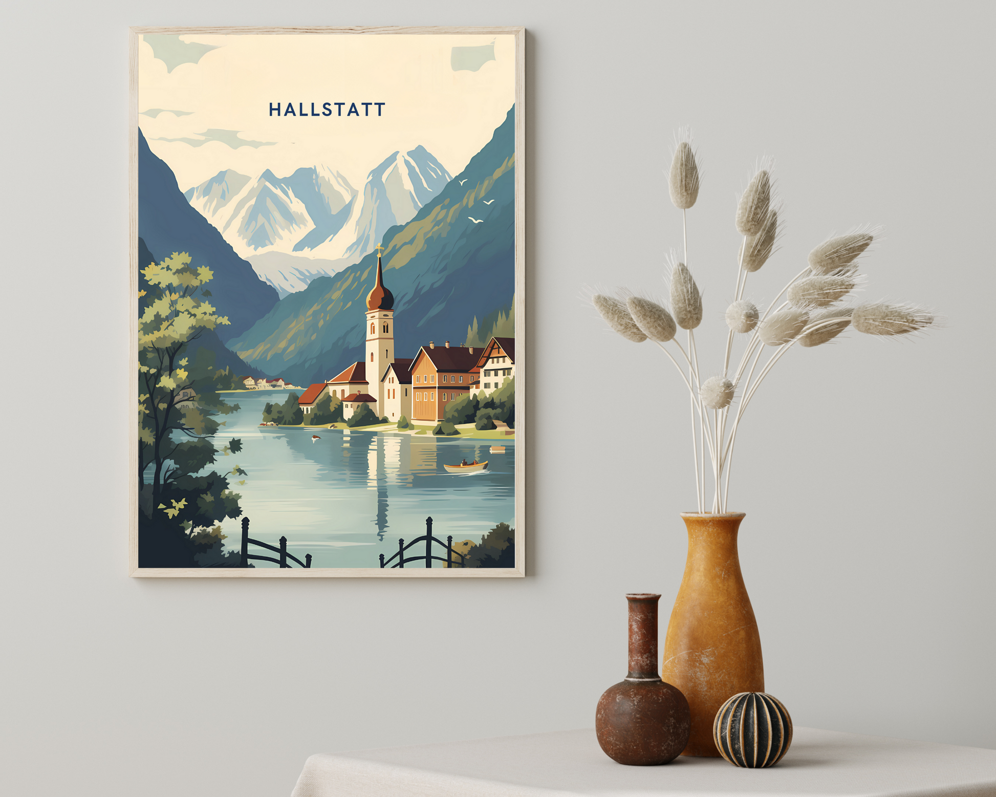 Hallstatt Austria Travel Poster Print - Pitchers Design