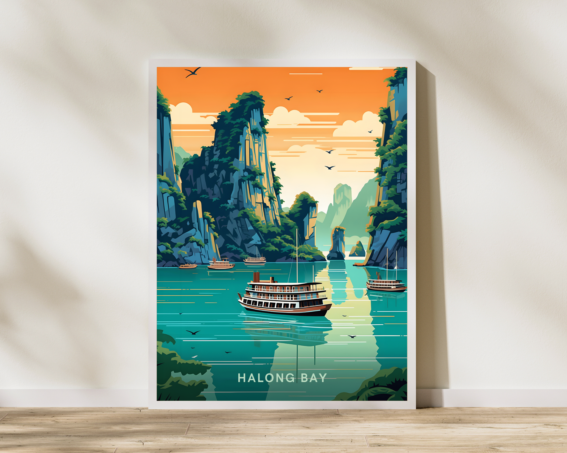 Sunset View of Halong Bay Vietnam Travel Poster Print - Pitchers Design