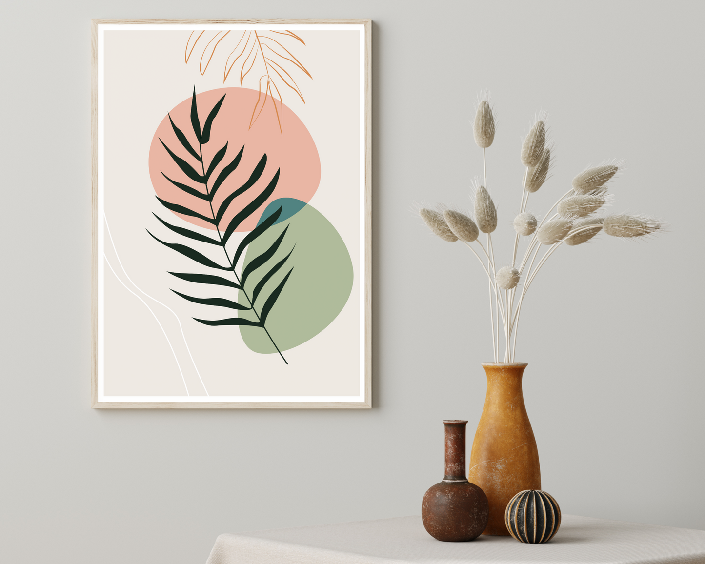 Set of 3 Hand Drawn Floral Foliage Pastel Colours Wall Art Prints - Pitchers Design