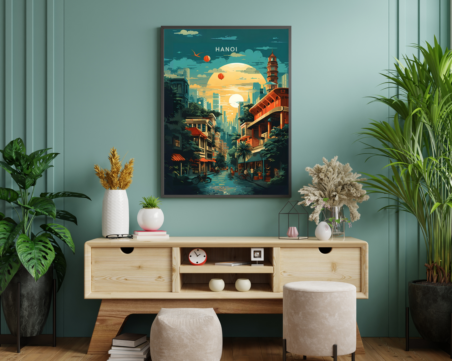 Hanoi By Night Vietnam Travel Poster Print - Pitchers Design