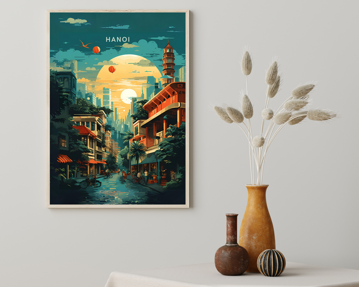 Hanoi By Night Vietnam Travel Poster Print - Pitchers Design