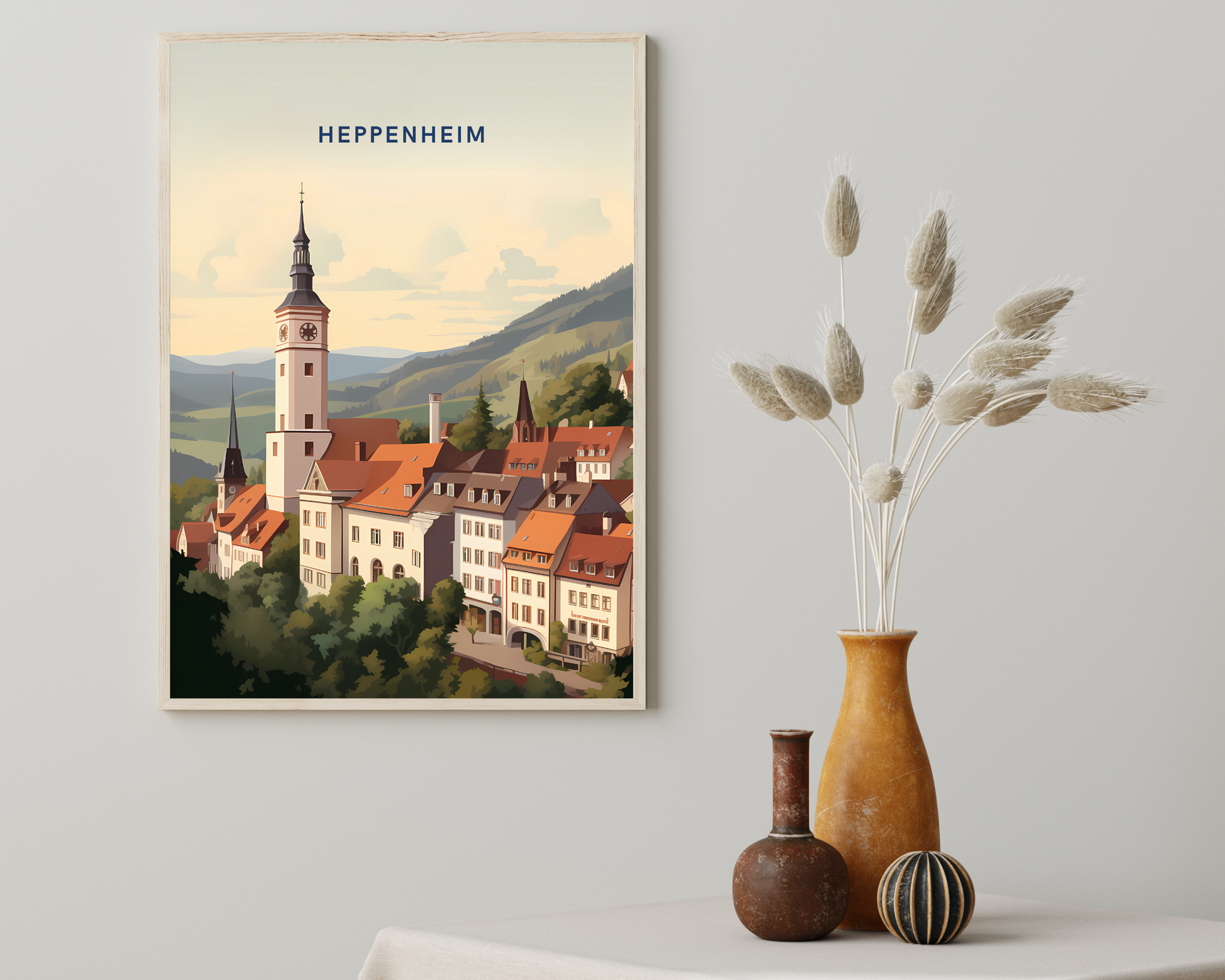 Heppenheim Germany Travel Poster Print - Pitchers Design