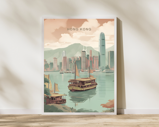 Hong Kong Travel Poster Print - Pitchers Design