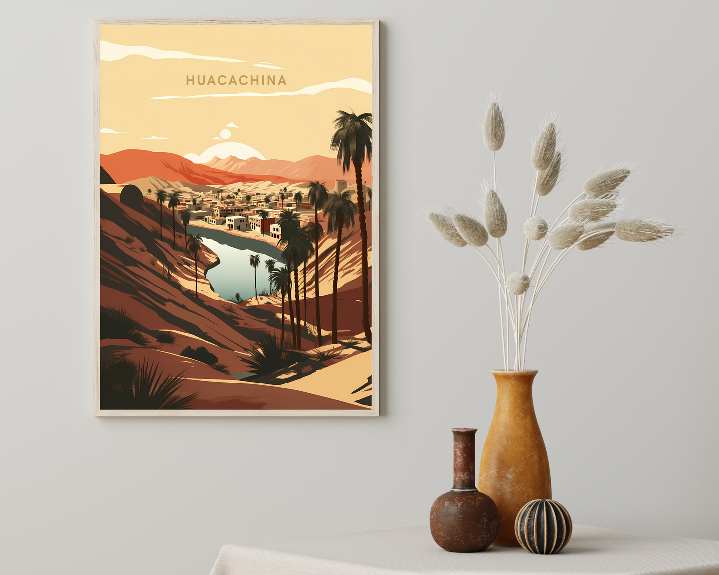 Huacachina Ica Peru Travel Poster Print - Pitchers Design