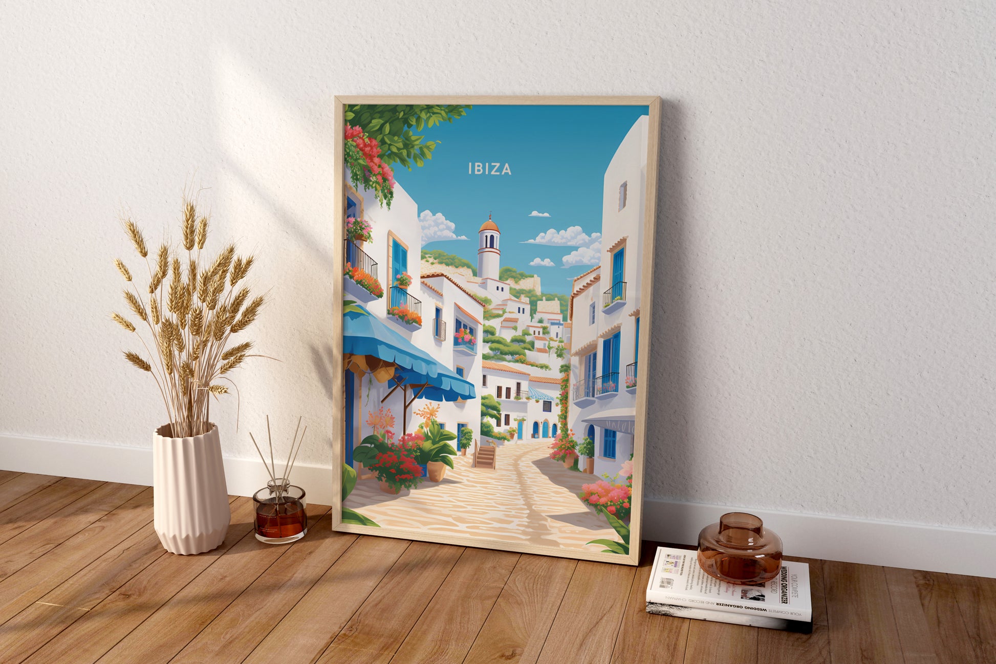 Streets of Ibiza Spain Travel Print Poster - Pitchers Design