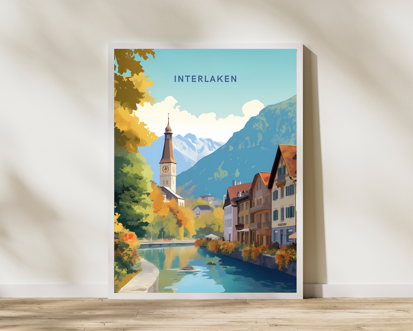 Interlaken Streets Switzerland Travel Poster Print - Pitchers Design