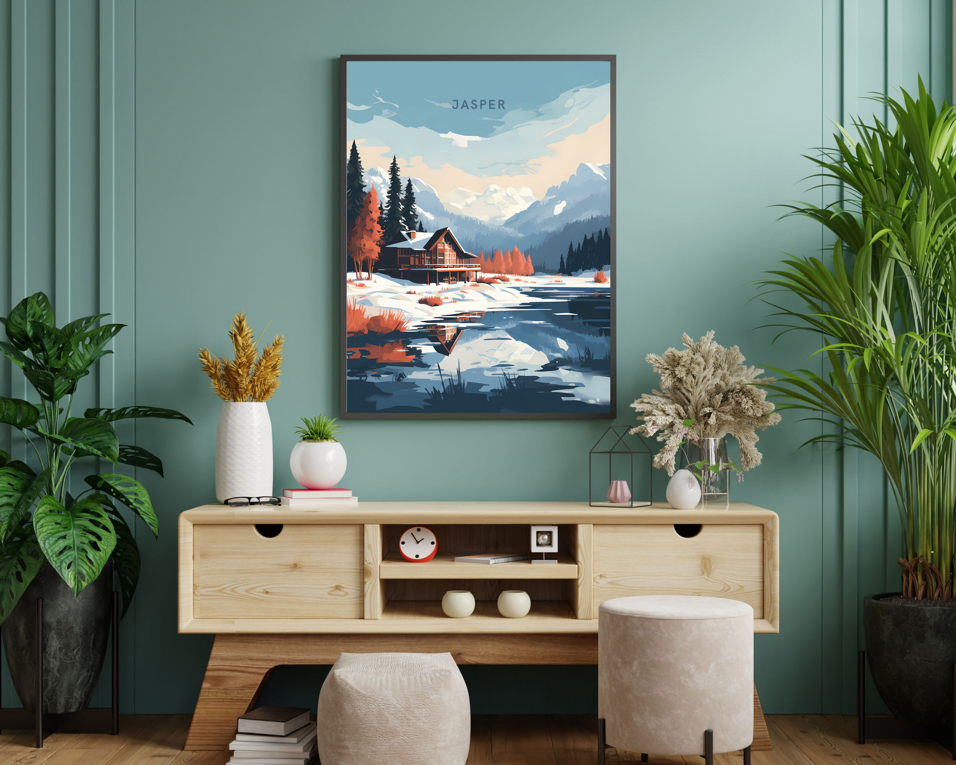 Jasper Alberta Canada Travel Poster Print - Pitchers Design