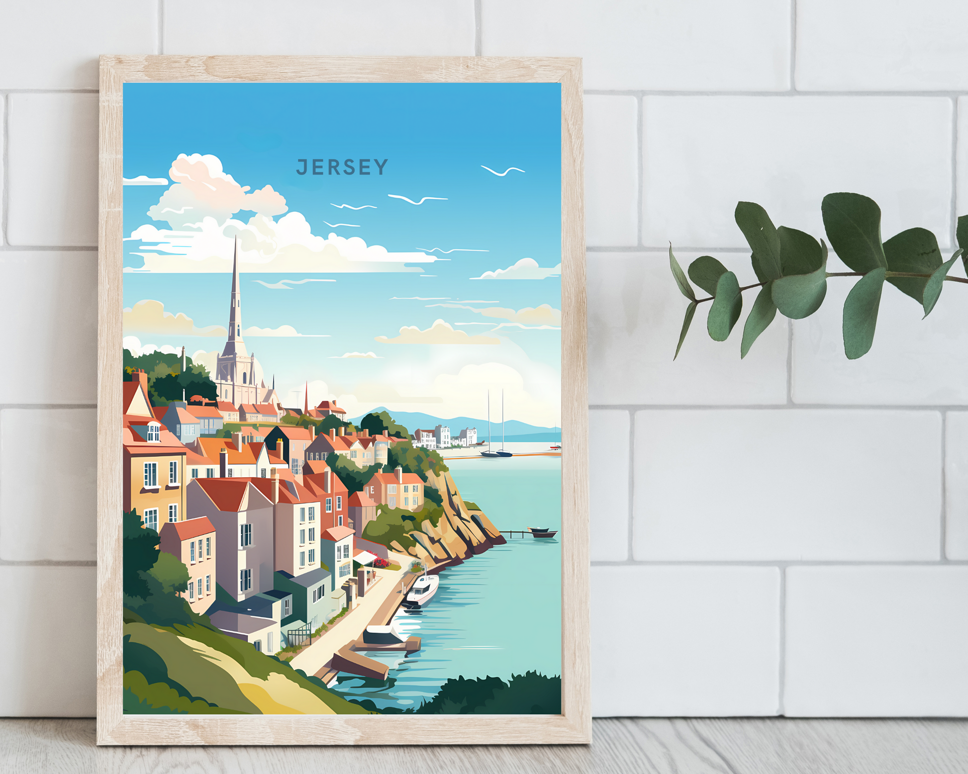 Jersey Channel Islands United Kingdom Travel Poster Print - Pitchers Design