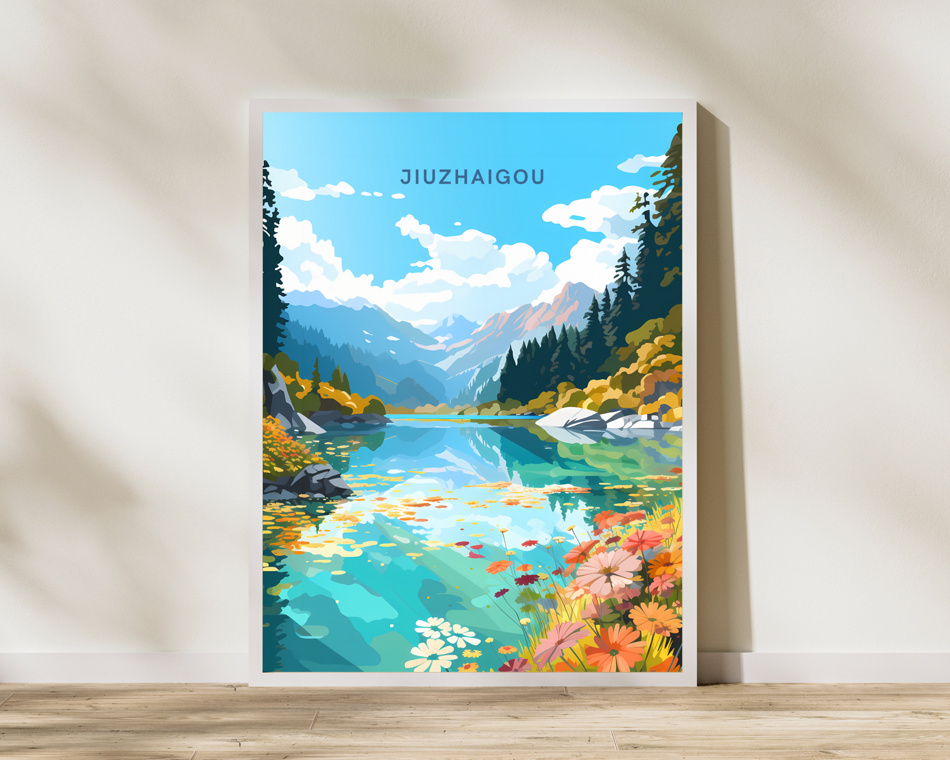 Jiuzhaigou Five Flower Lake China Travel Poster Print - Pitchers Design