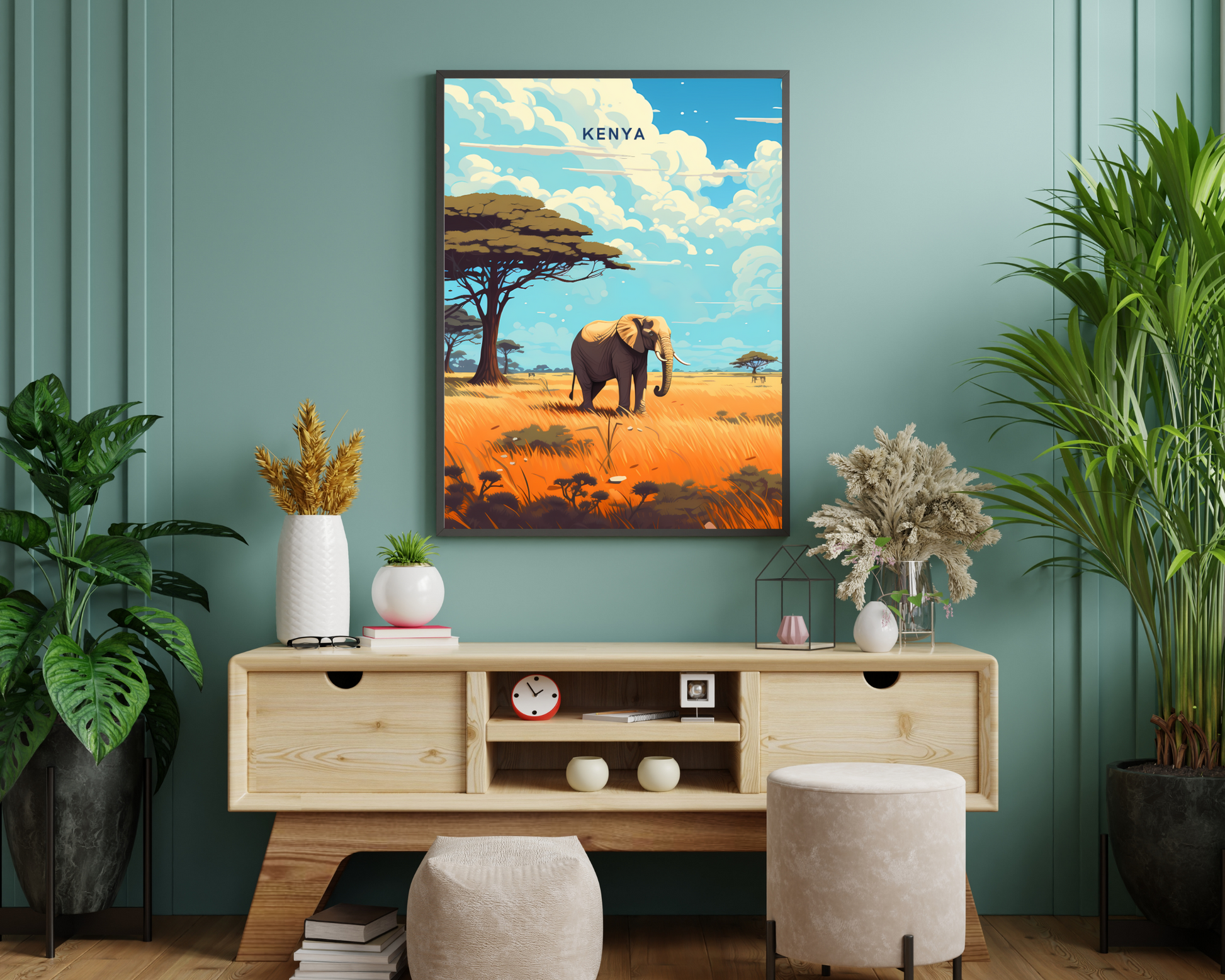 Kenya Safari Travel Poster Print - Pitchers Design