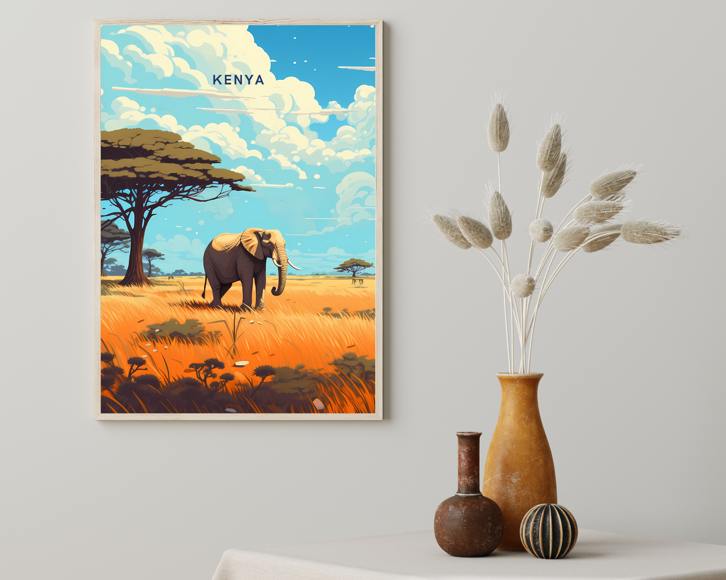 Kenya Safari Travel Poster Print - Pitchers Design