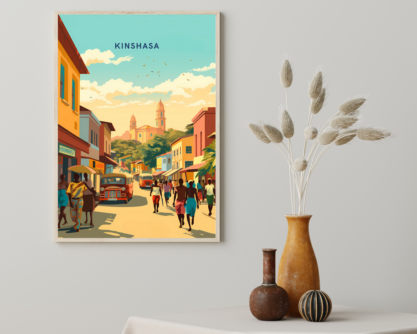 Kinshasa Democratic Republic of the Congo Travel Poster Print - Pitchers Design