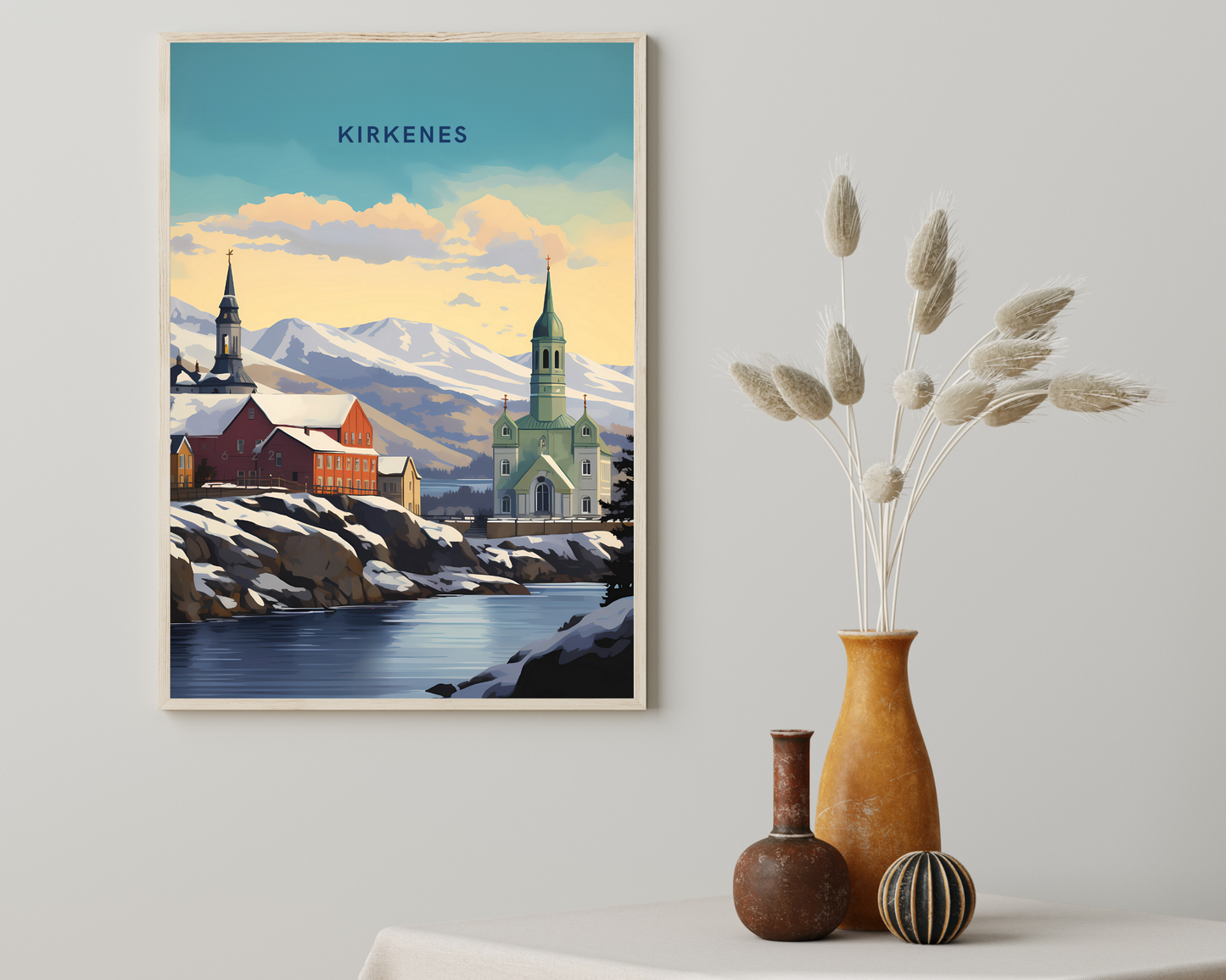 Kirkenes Norway Travel Poster Print - Pitchers Design