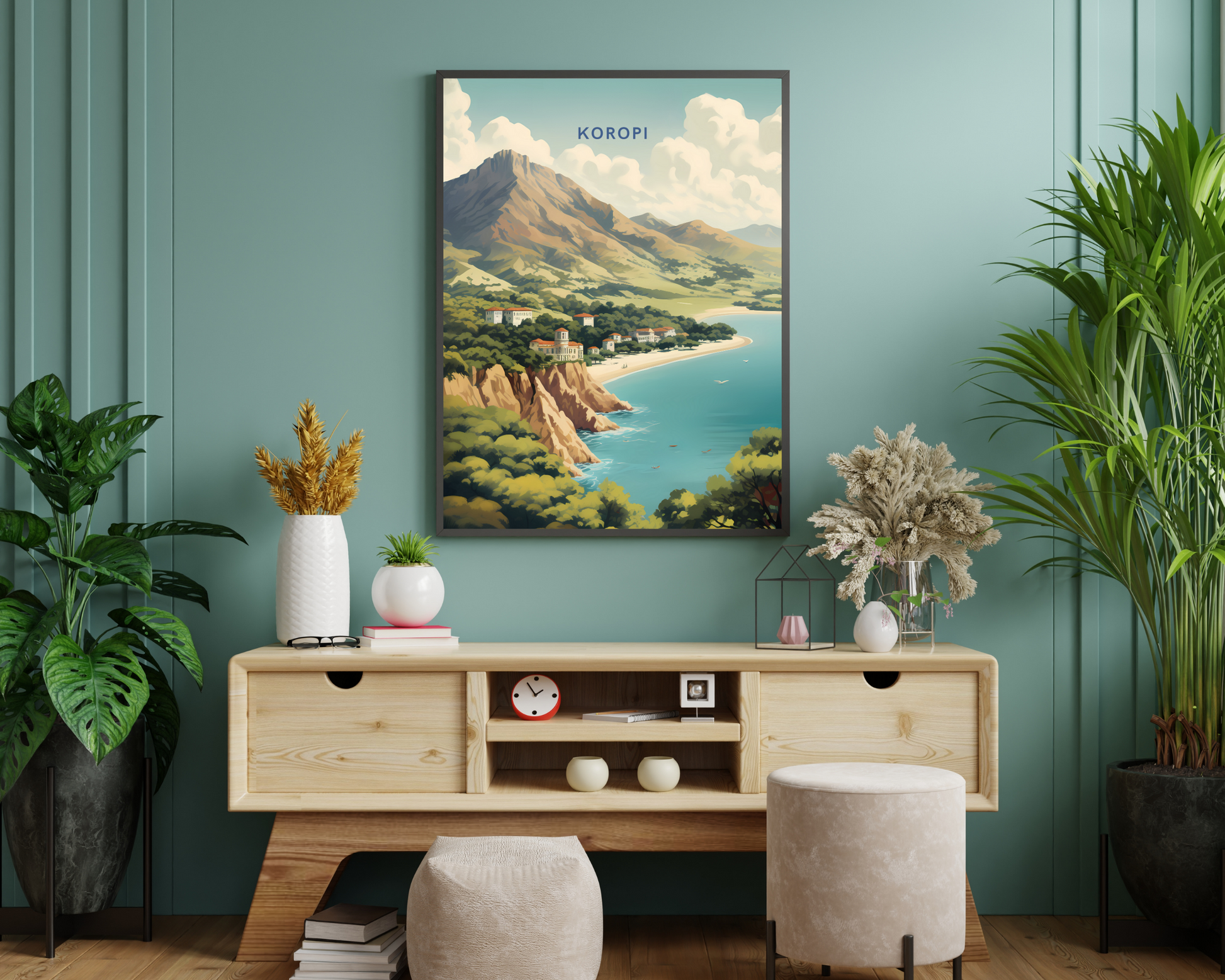 Koropi Greece Travel Poster Print - Pitchers Design