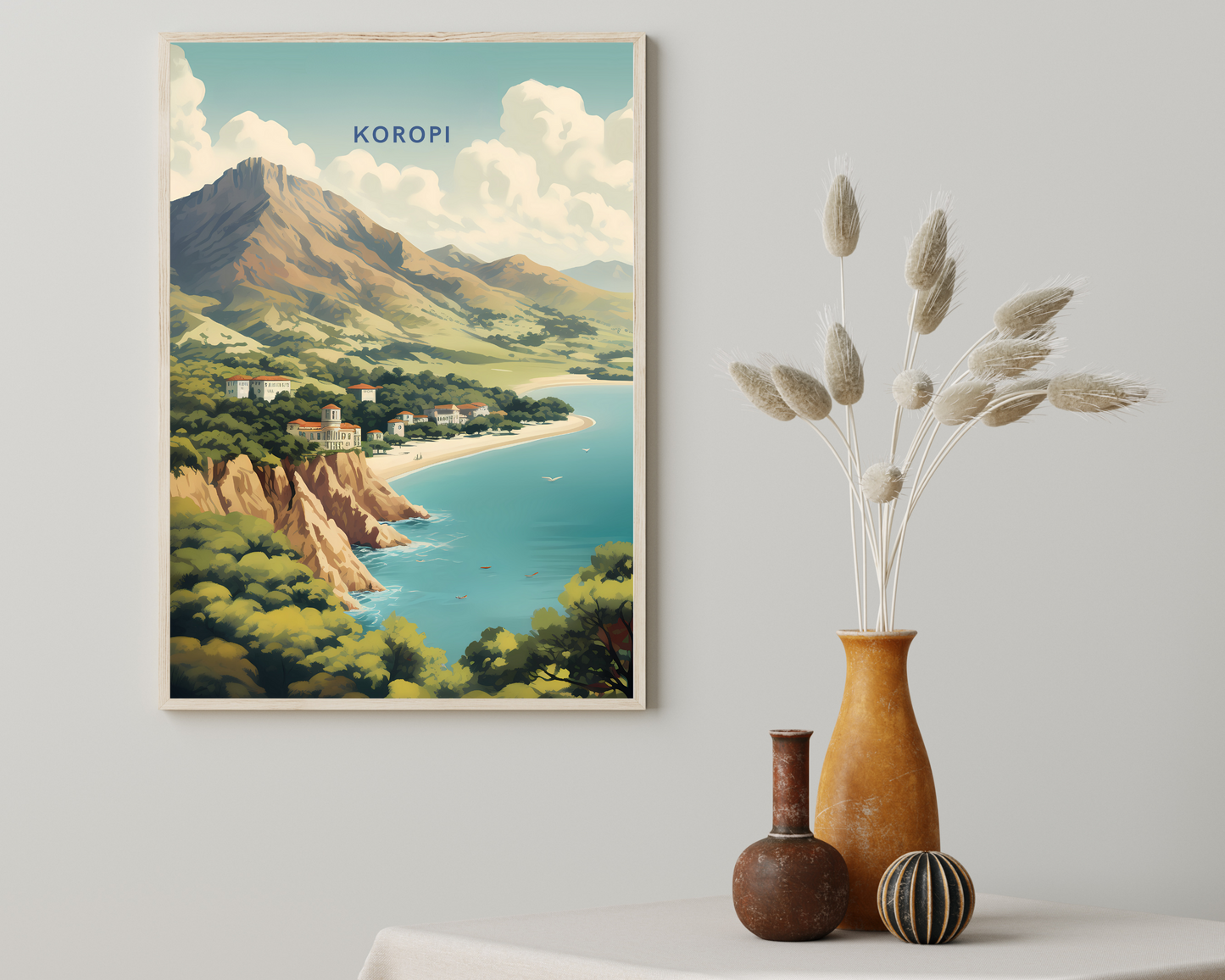 Koropi Greece Travel Poster Print - Pitchers Design