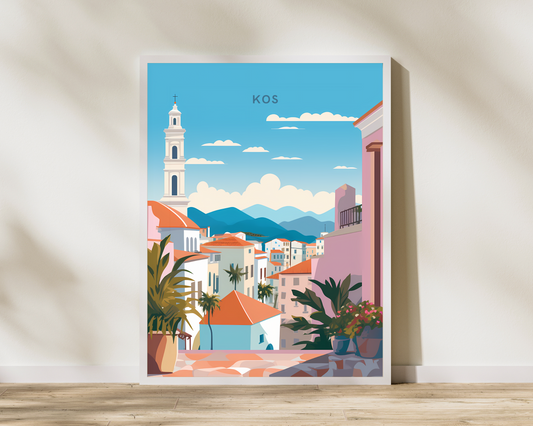 Kos Greece Travel Poster Print - Pitchers Design