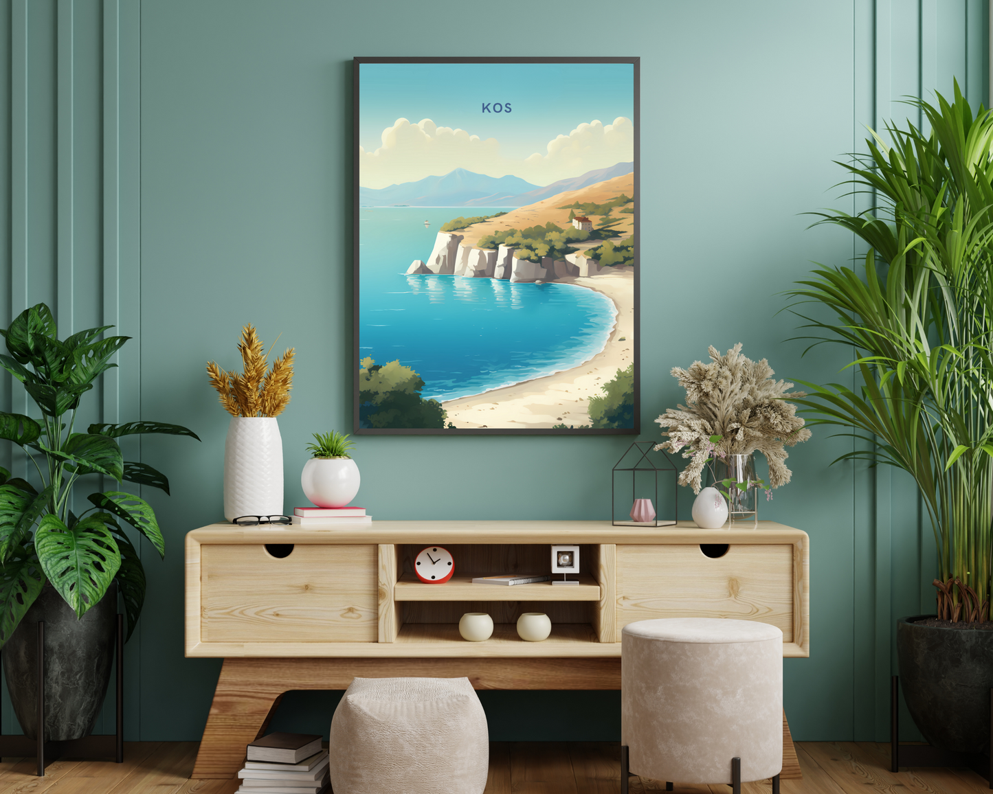 Kos Beaches Greece Travel Poster Print - Pitchers Design