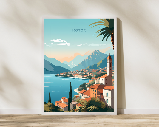 Kotor Montenegro Travel Poster Print - Pitchers Design