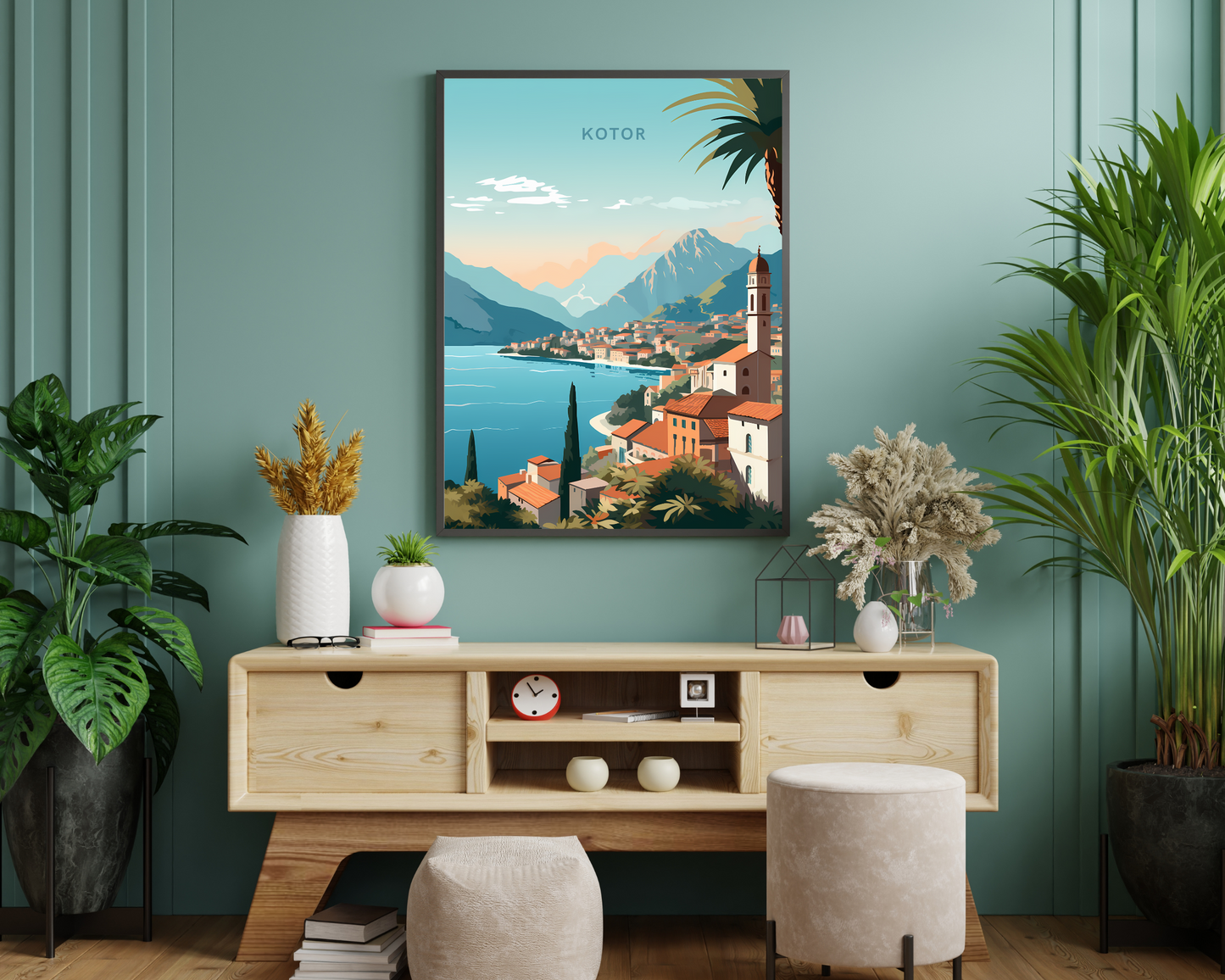 Kotor Montenegro Travel Poster Print - Pitchers Design