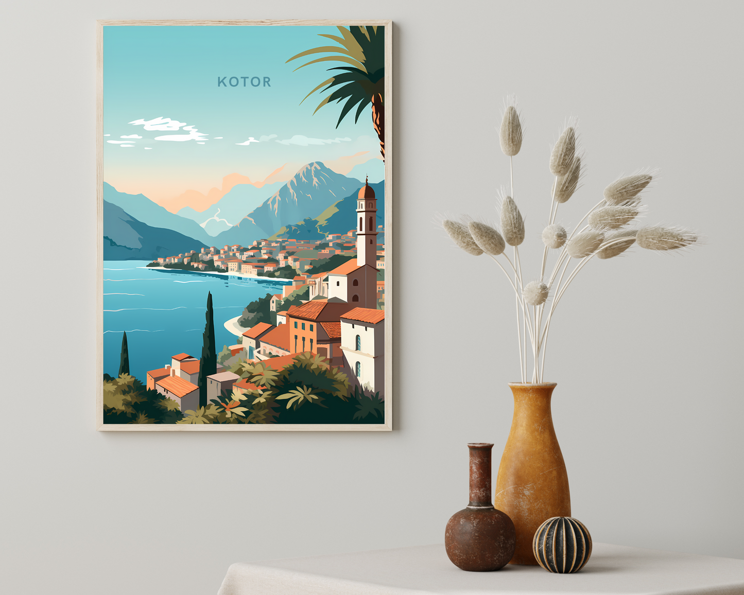 Kotor Montenegro Travel Poster Print - Pitchers Design