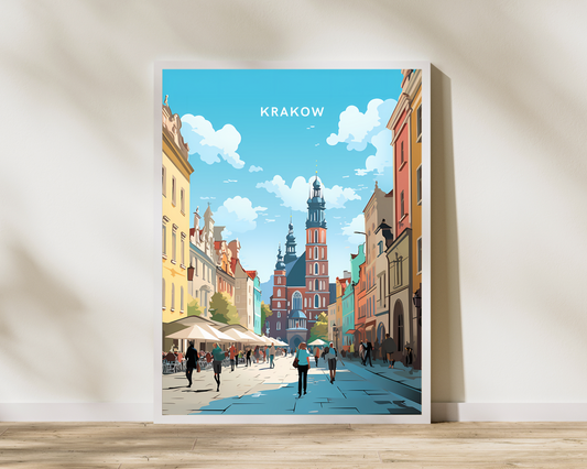 Krakow Poland Travel Poster Print - Pitchers Design