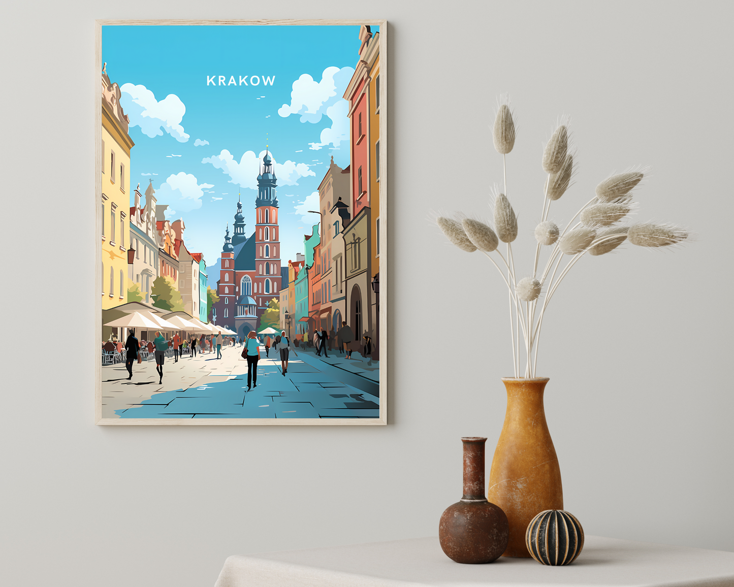 Krakow Poland Travel Poster Print - Pitchers Design