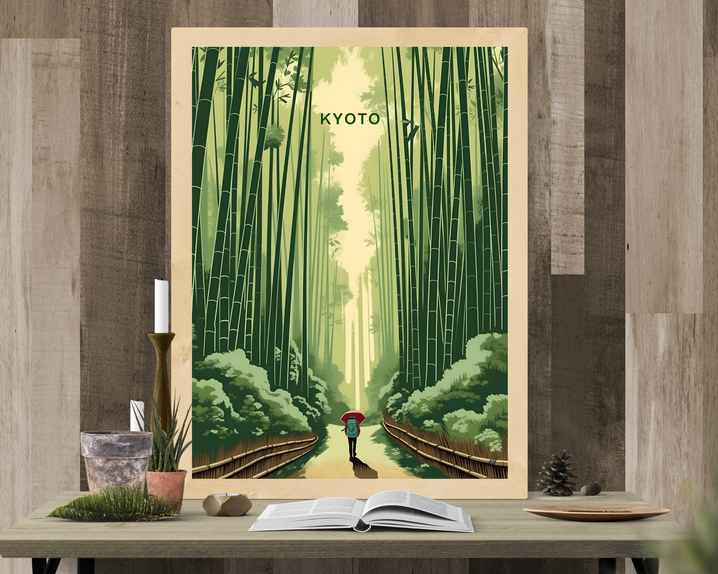 Arashiyama Bamboo Forest Kyoto Japan Travel Poster Print - Pitchers Design