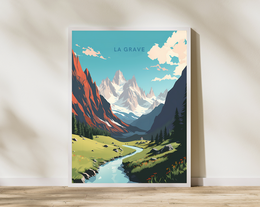 La Grave France Travel Poster Print - Pitchers Design