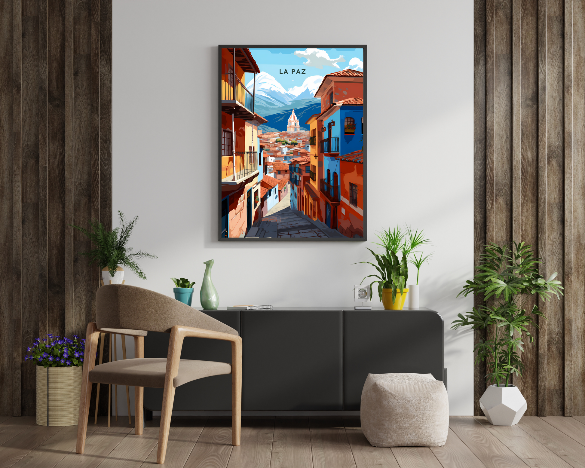 La Paz Bolivia Travel Poster Print - Pitchers Design