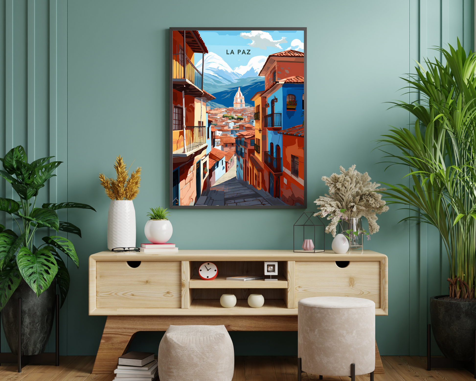 La Paz Bolivia Travel Poster Print - Pitchers Design