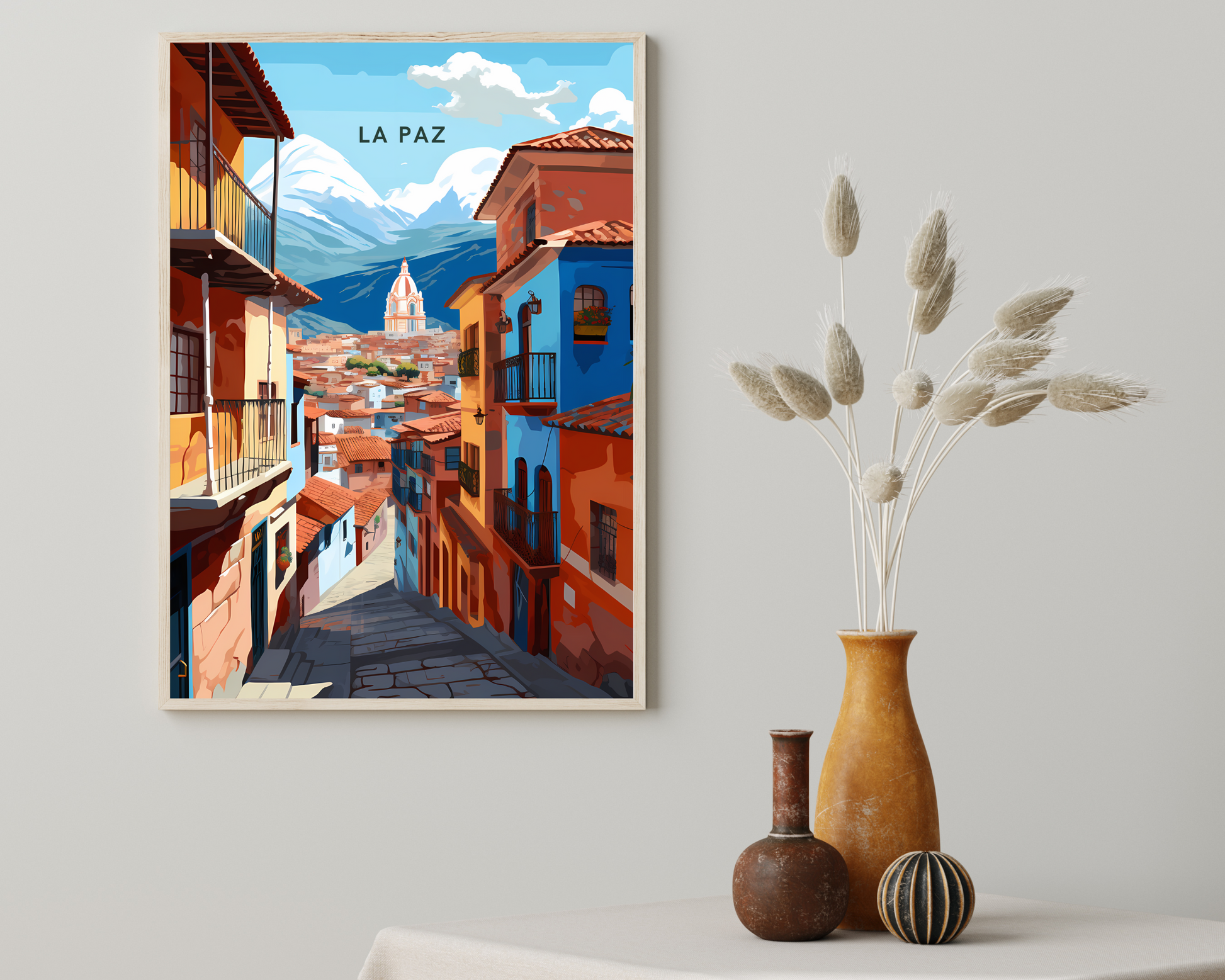 La Paz Bolivia Travel Poster Print - Pitchers Design