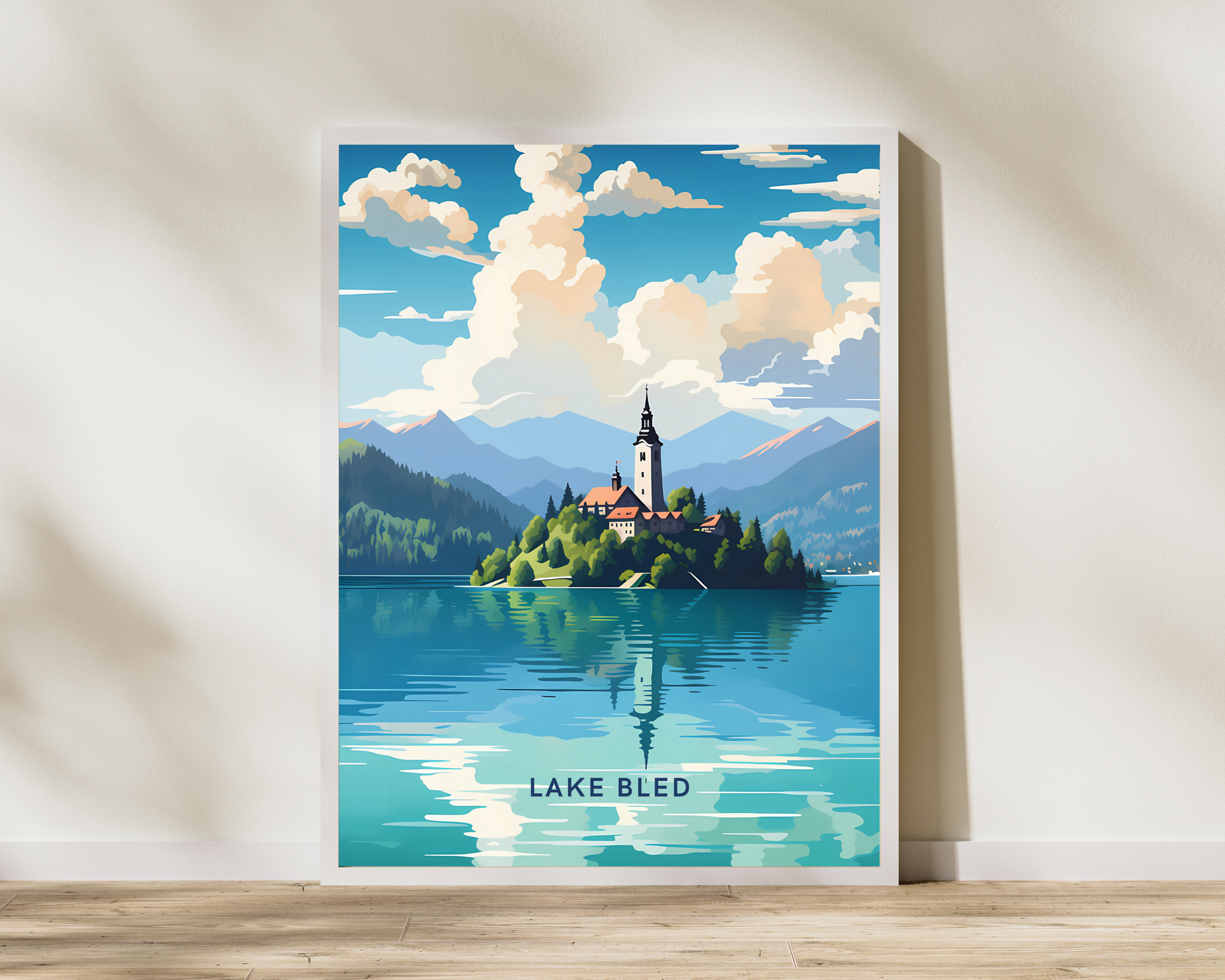 Lake Bled Slovenia Travel Poster Print - Pitchers Design