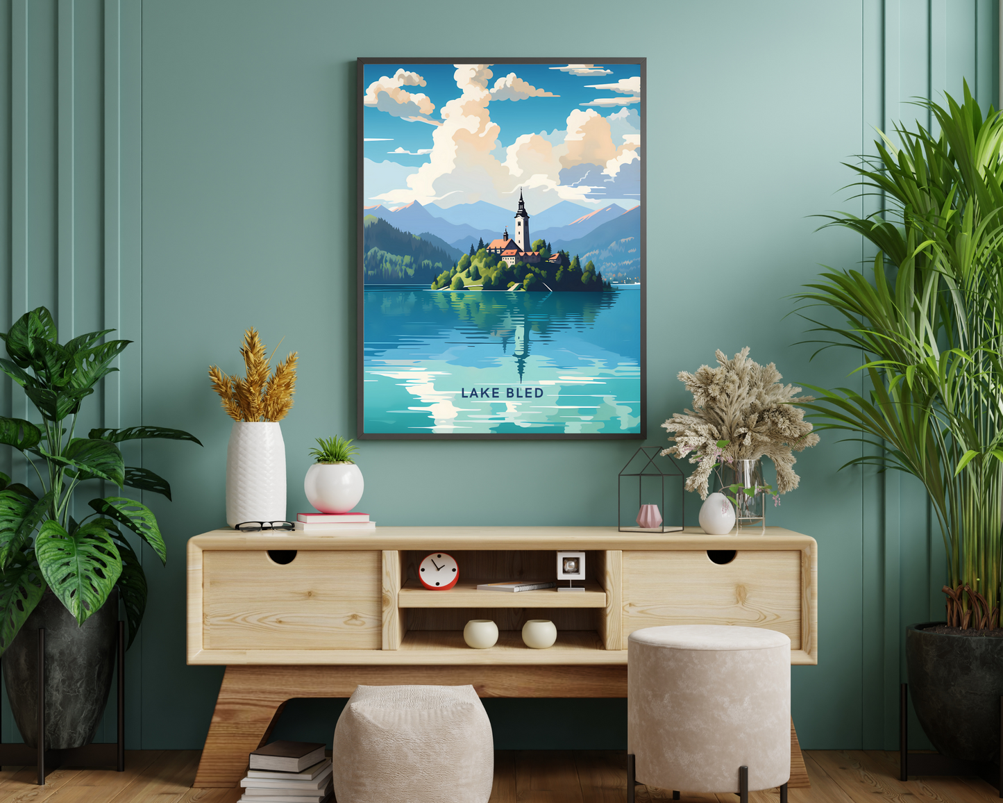 Lake Bled Slovenia Travel Poster Print - Pitchers Design