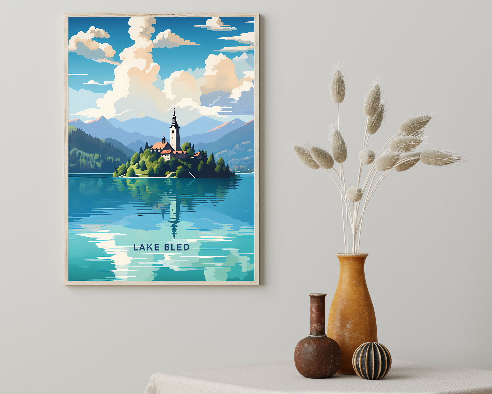 Lake Bled Slovenia Travel Poster Print - Pitchers Design