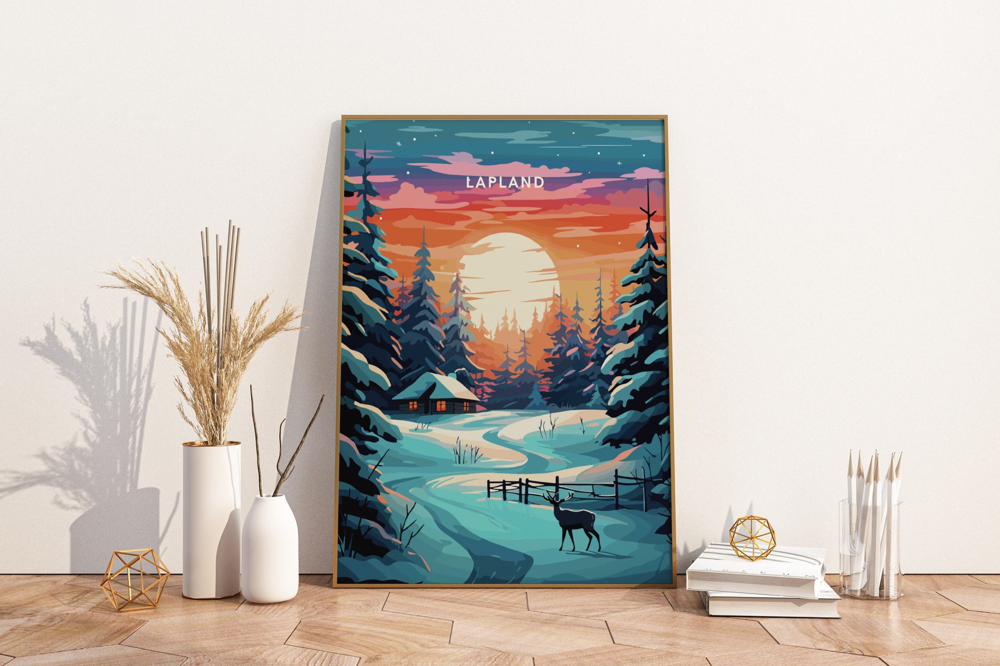 Lapland Sunset Finland Travel Print Poster - Pitchers Design