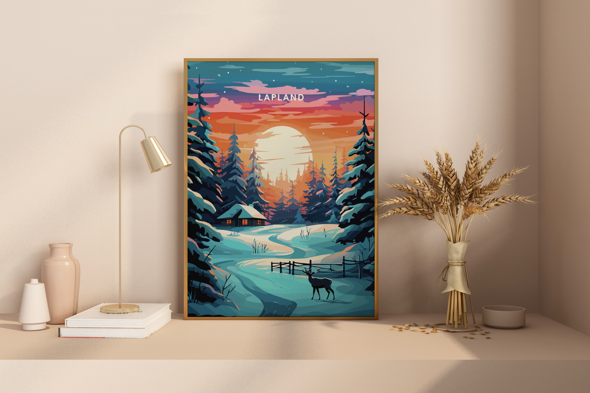 Lapland Sunset Finland Travel Print Poster - Pitchers Design