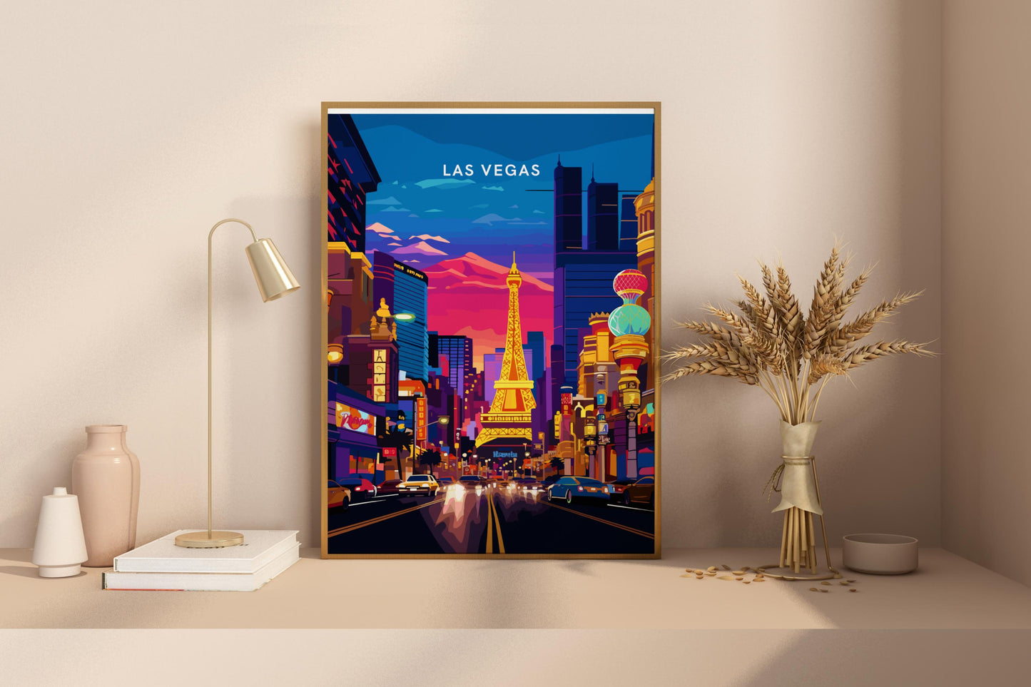 Nachtansicht von Las Vegas Reisedruck Poster