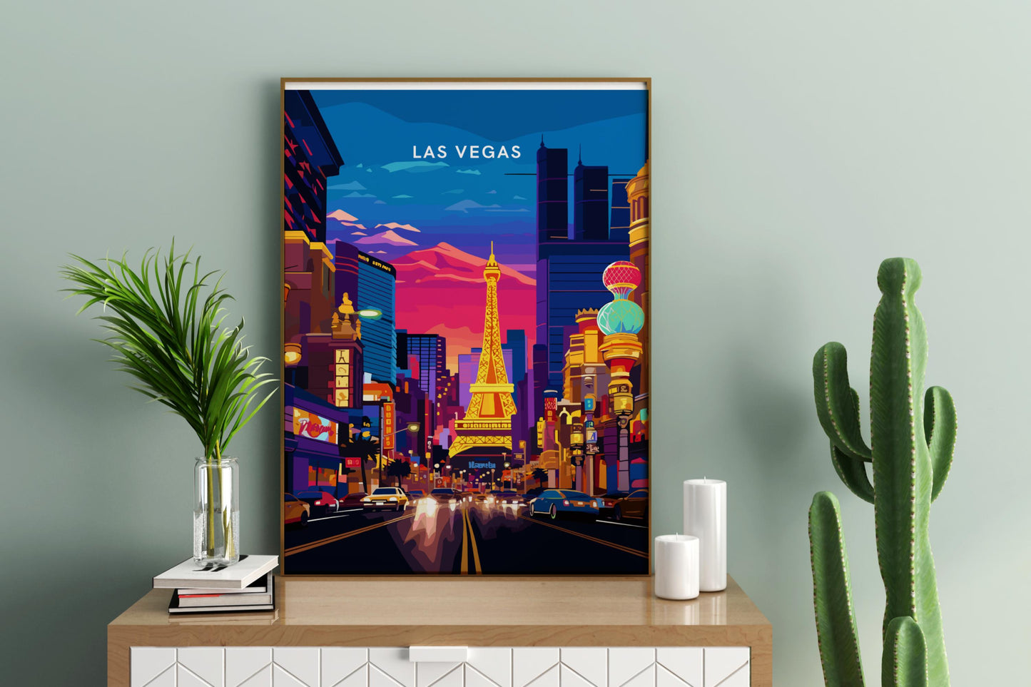 Nachtansicht von Las Vegas Reisedruck Poster