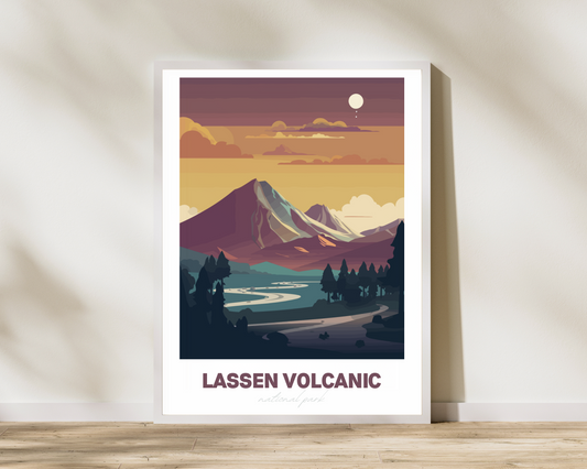 Lassen Volcanic National Park Travel Poster Print - Pitchers Design