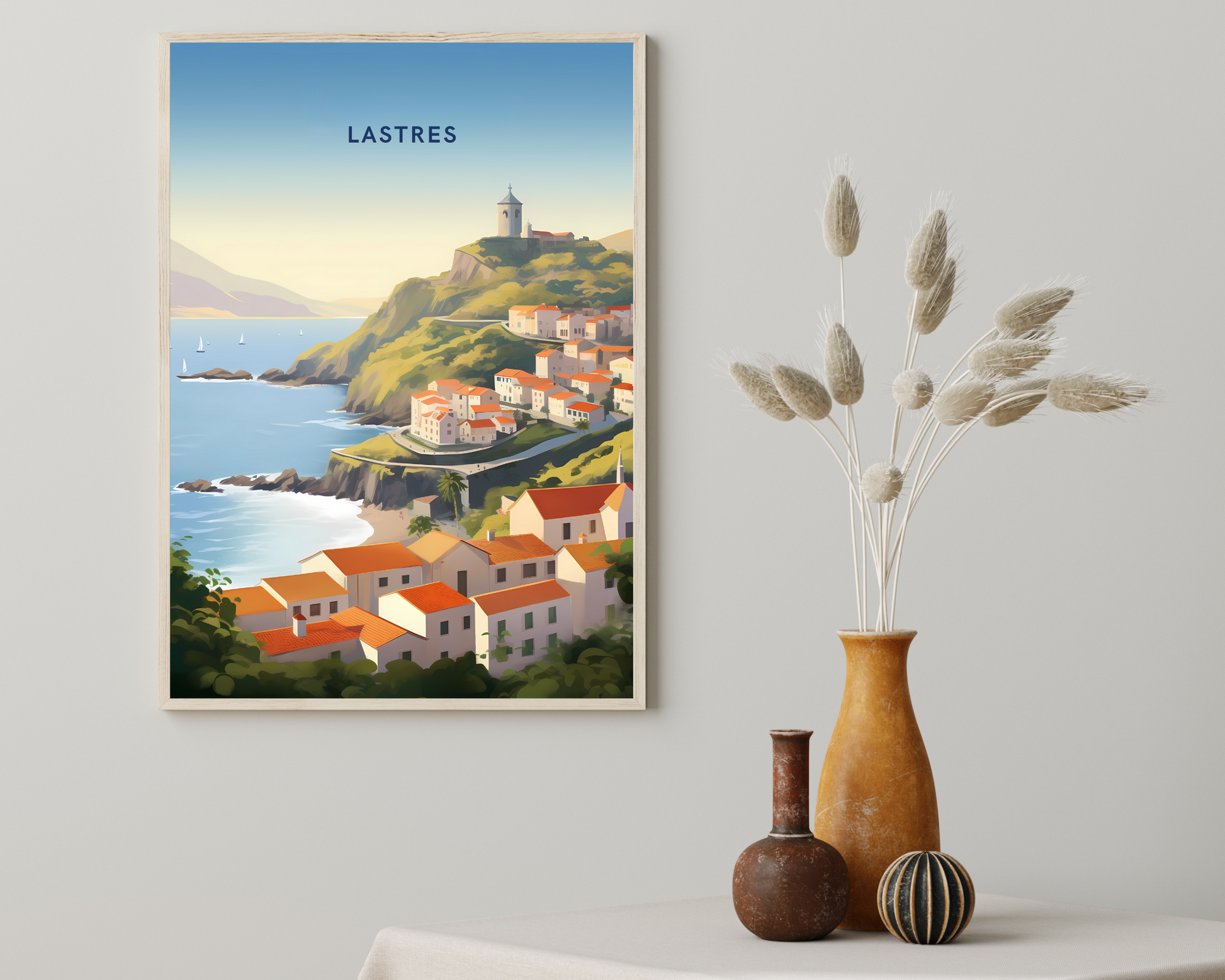 Lastres Spain Travel Poster Print - Pitchers Design