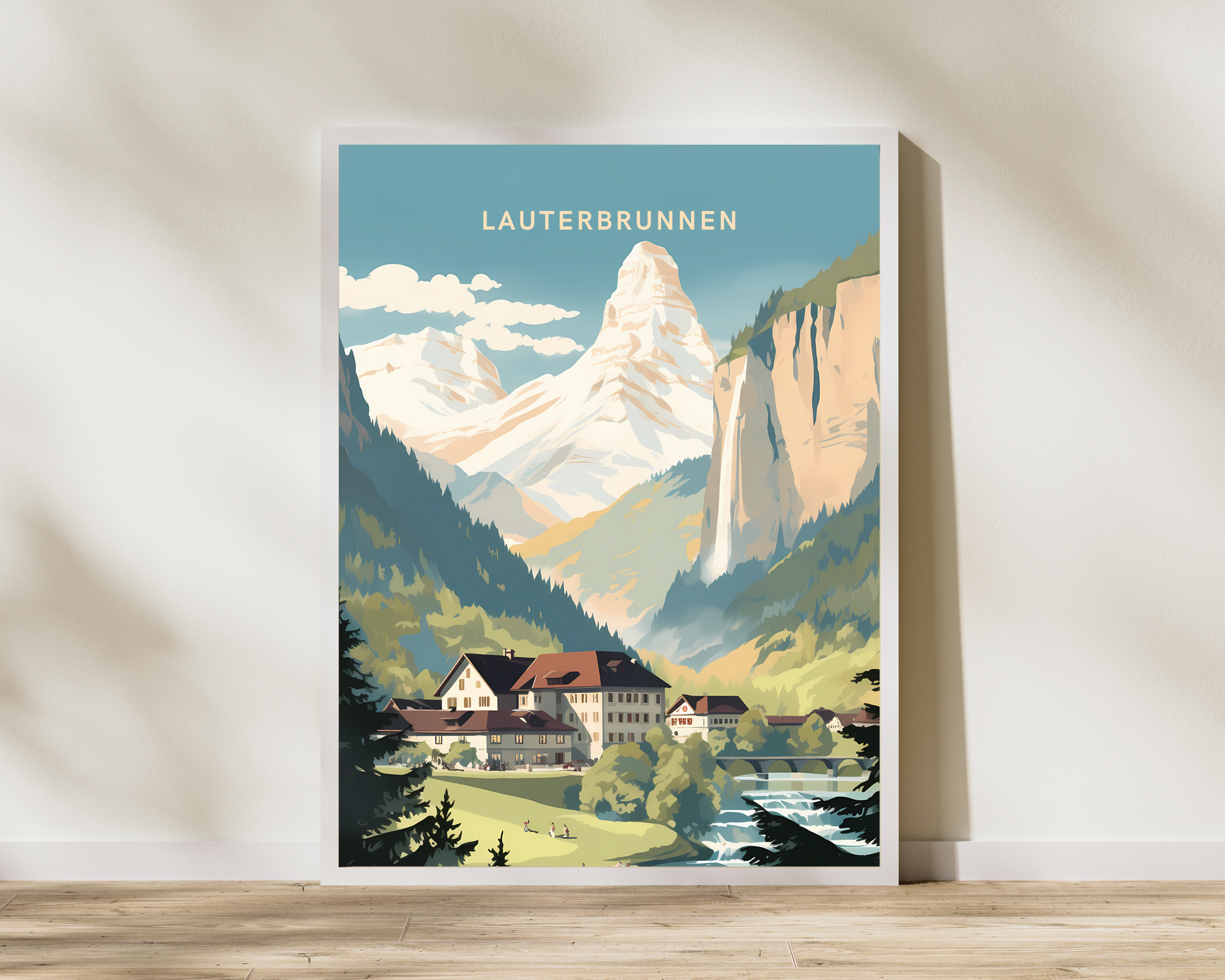 Lauterbrunnen Switzerland Travel Poster Print - Pitchers Design