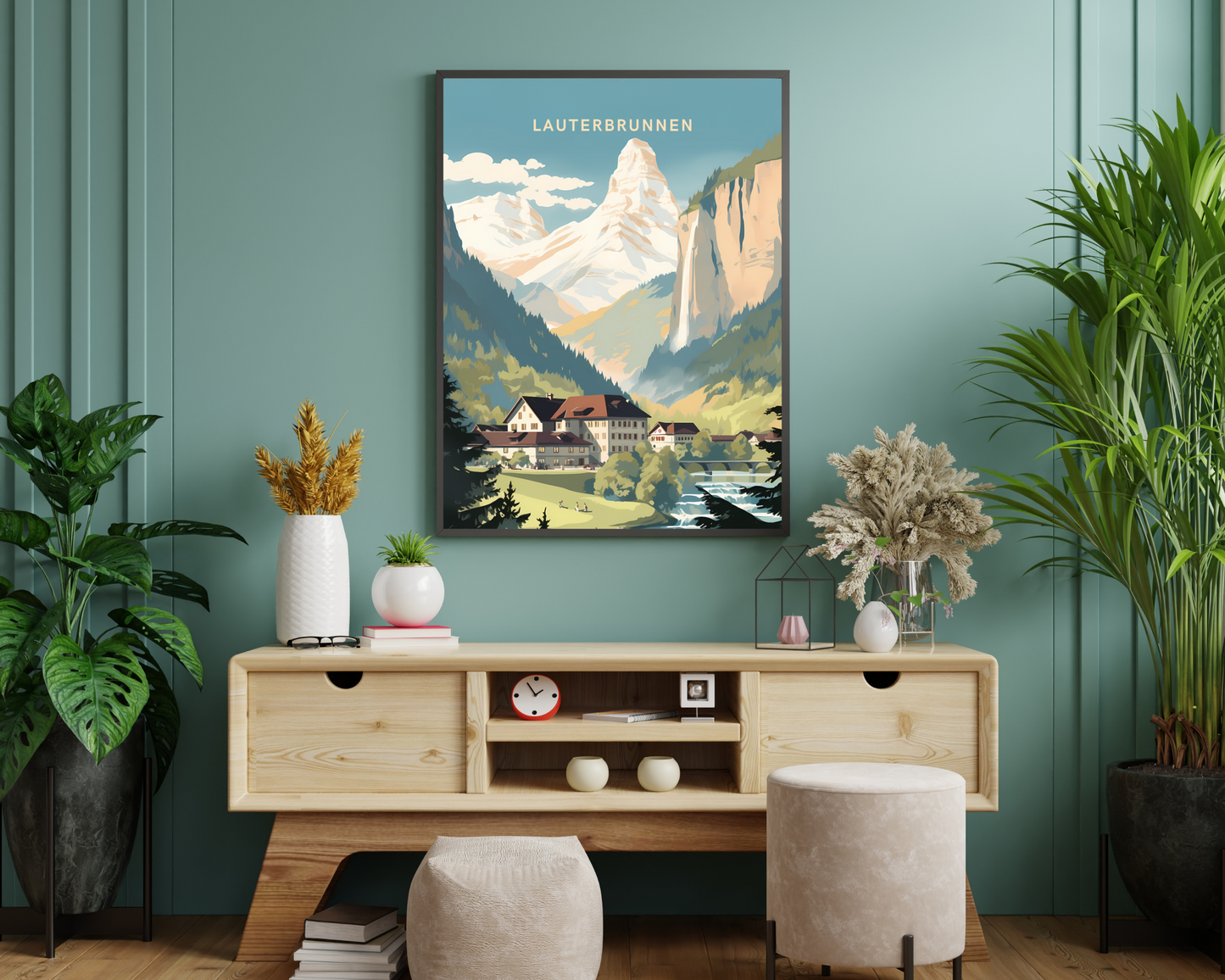 Lauterbrunnen Switzerland Travel Poster Print - Pitchers Design