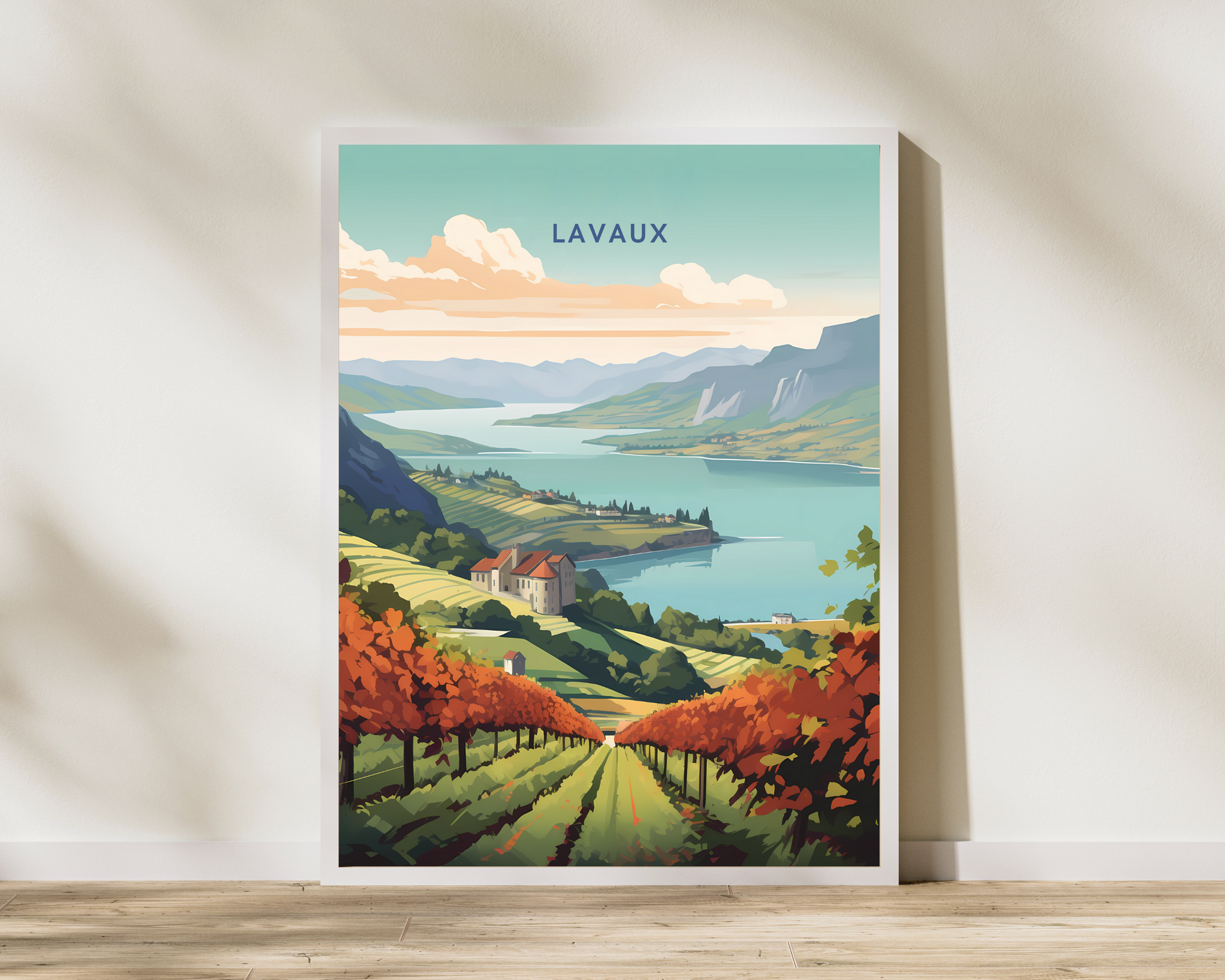 Lavaux Switzerland Travel Poster Print - Pitchers Design