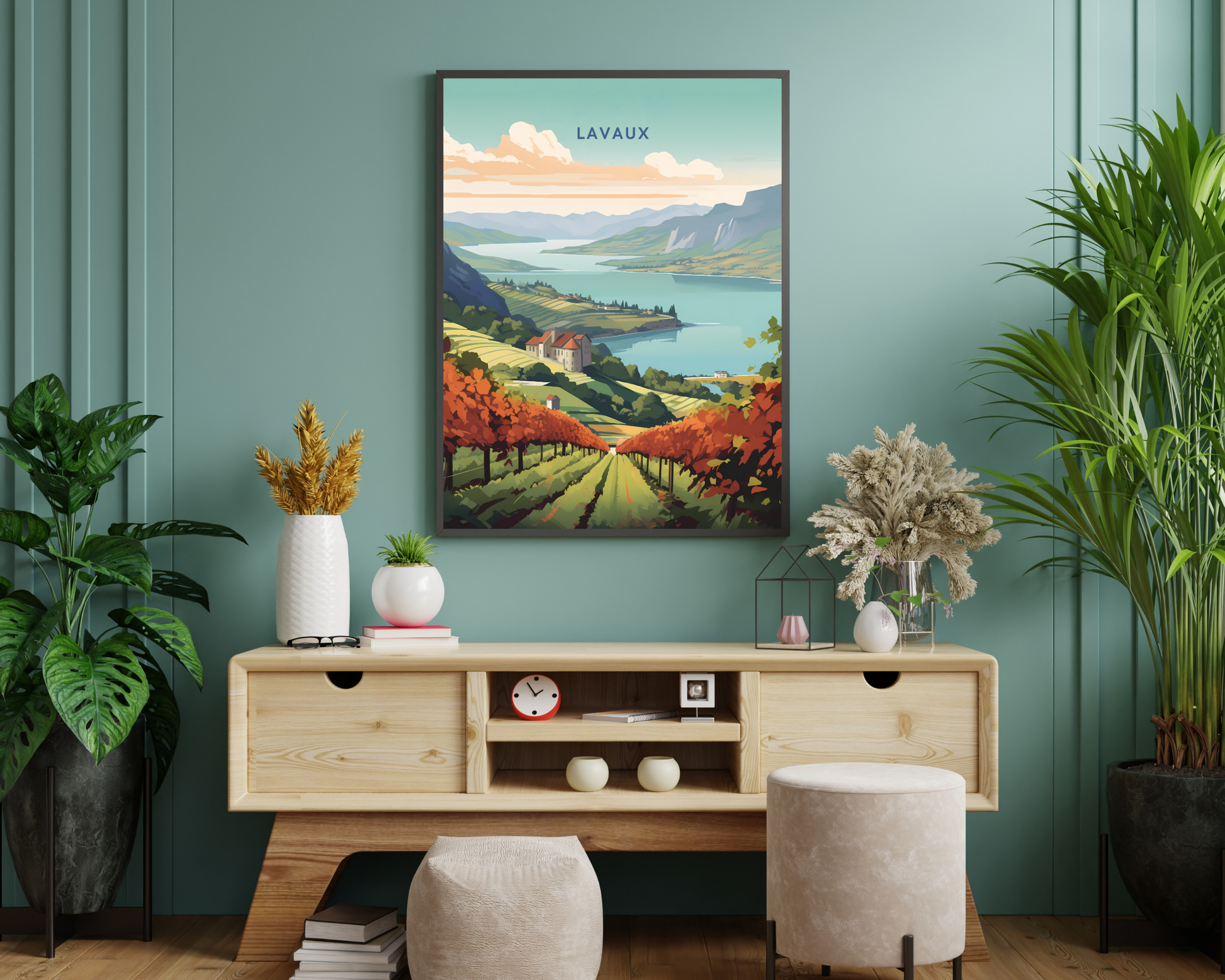 Lavaux Switzerland Travel Poster Print - Pitchers Design