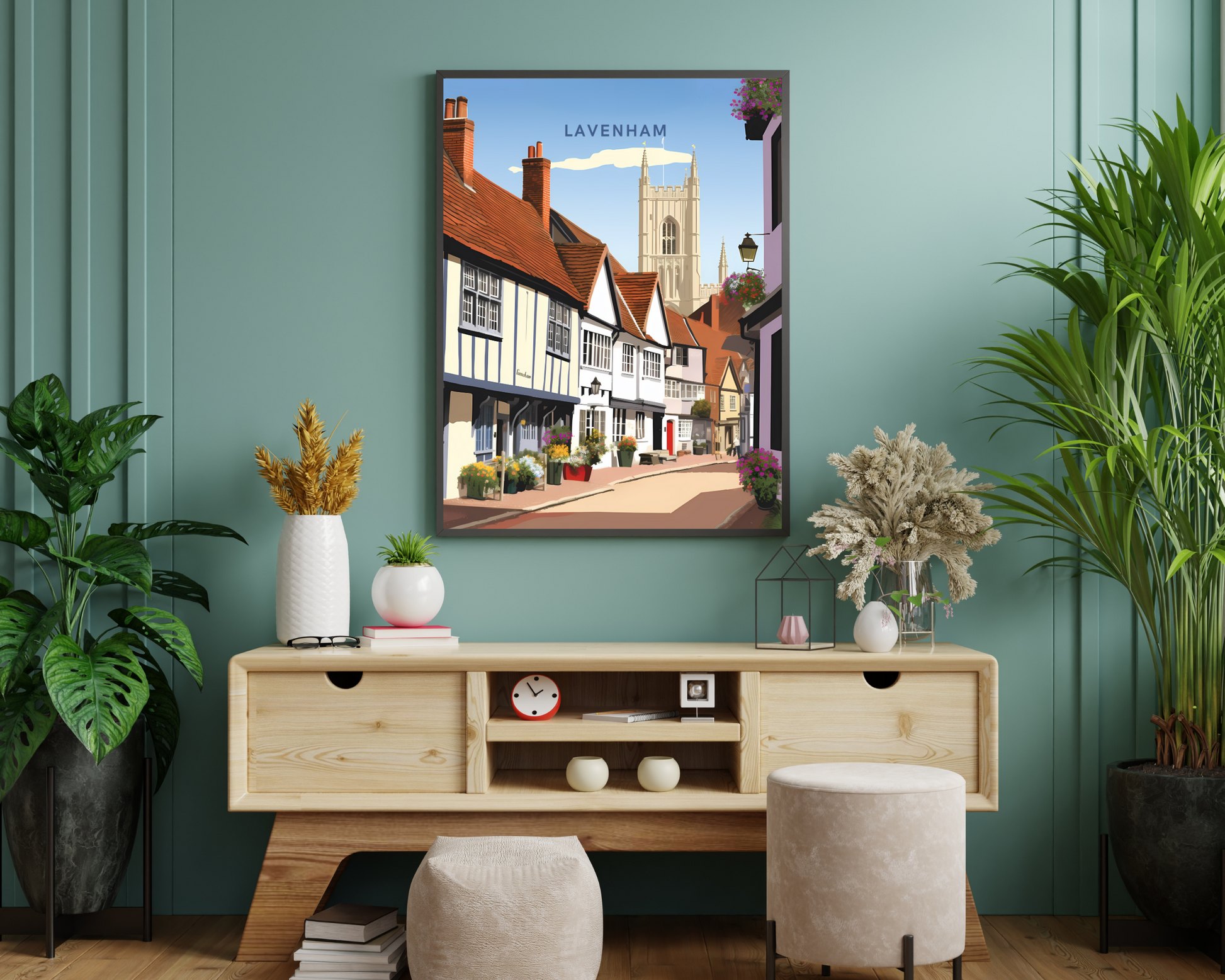 Lavenham England Travel Poster Print - Pitchers Design