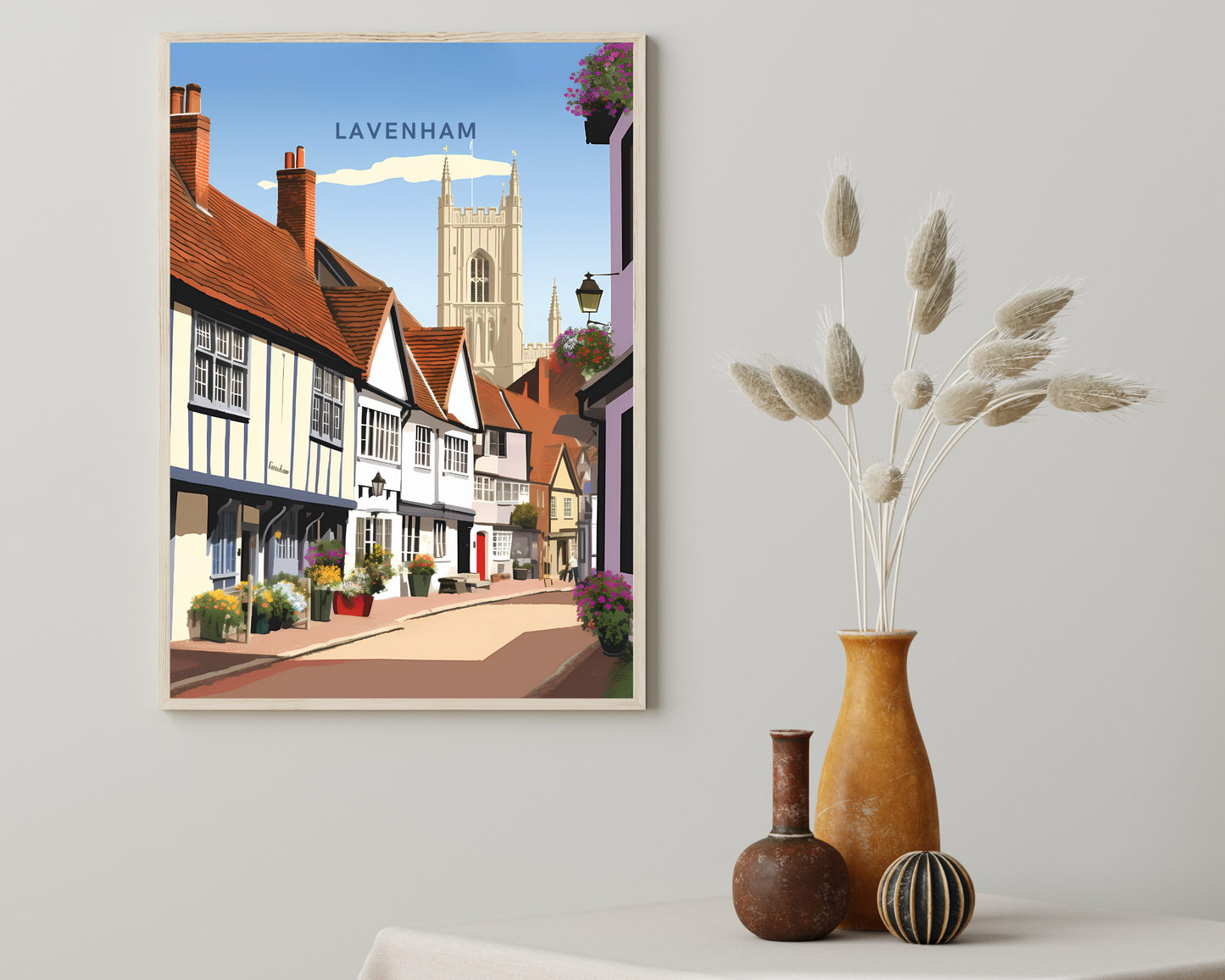 Lavenham England Travel Poster Print - Pitchers Design